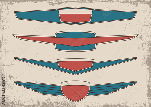 Mid Century Modern Emblems Set. 1950s Retro Style Labels Designs