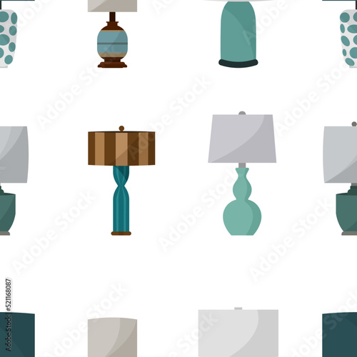 Seamless pattern with stylish lamps on a white background