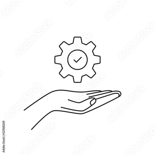 efficient icon like gear on thin line hand