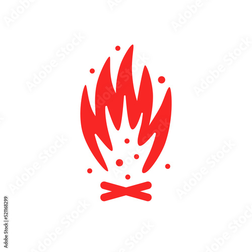 red flame icon like campfire simple badge
