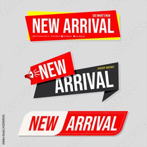 Collection of NEW ARRIVAL product banner flat design for apps and websites