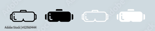 VR icon set in black and white colors. Virtual reality signs vector illustration.