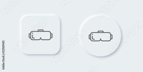 VR line icon in neomorphic design style. Virtual reality signs vector illustration.