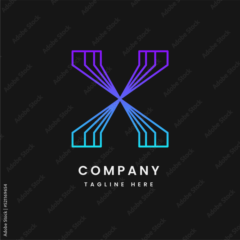 Letter X logo design or X line initial logo design template Letter X logo design or X line initial logo design template