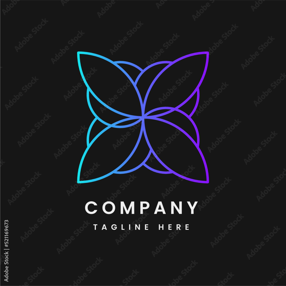 Flower line gradient logo design template premium Flower line gradient logo design template premium