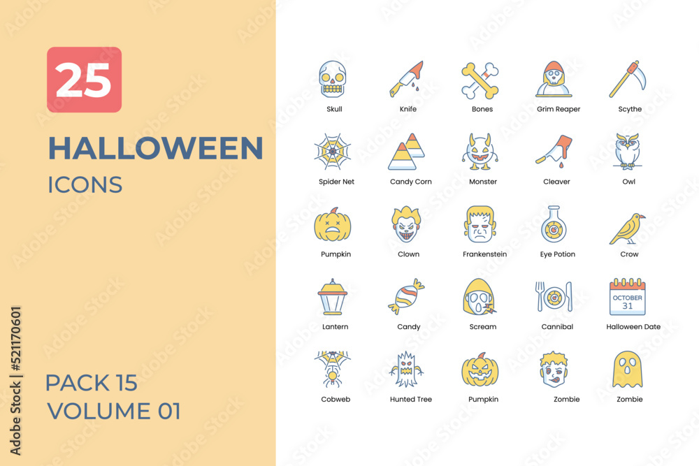 Fototapeta Halloween icons collection. Set contains such Icons as gosh, Halloween house, and more