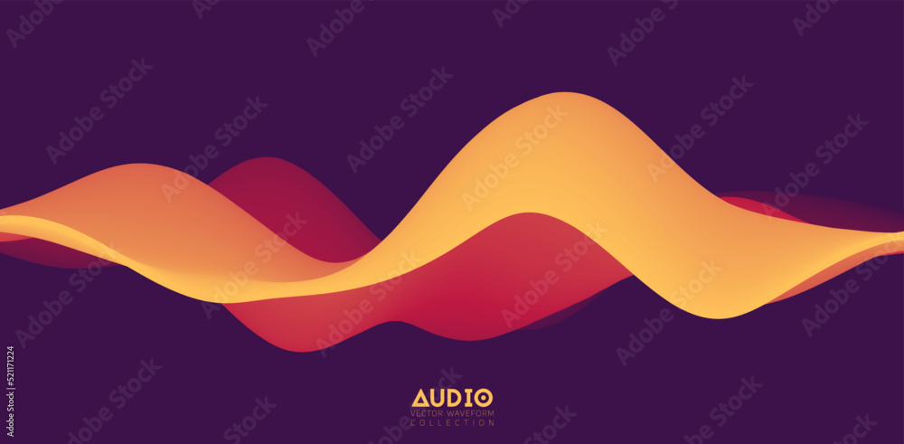 Sound wave visualiztion. 3D orange solid waveform. Voice sample pattern.  Stock-Vektorgrafik | Adobe Stock