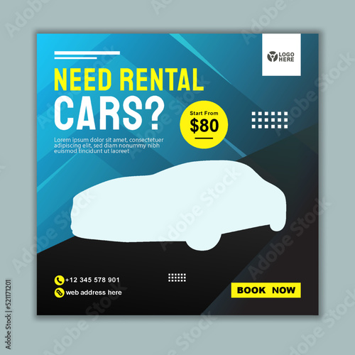 car rental banner modern social media instagram post square template