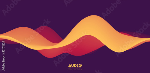 Sound wave visualiztion. 3D orange solid waveform. Voice sample pattern.