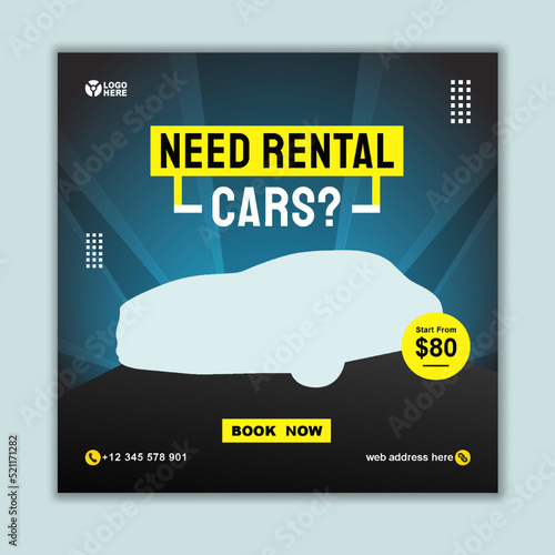 car rental banner modern social media instagram post square template