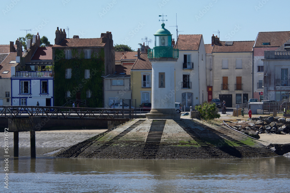 The port of Paimboeuf from the river. . Estuary of the Loire river, France.
