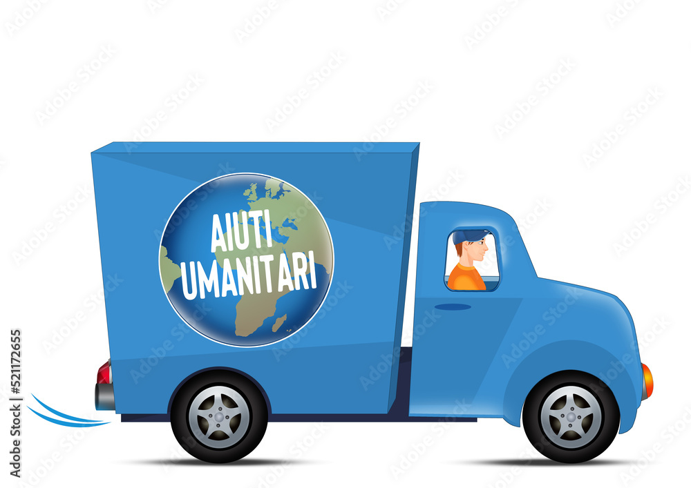 illustration of humanitarian aid truck illustration of humanitarian aid truck