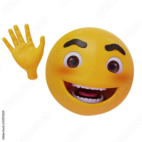 illustration 3d emoji happy smiley face say goodbye