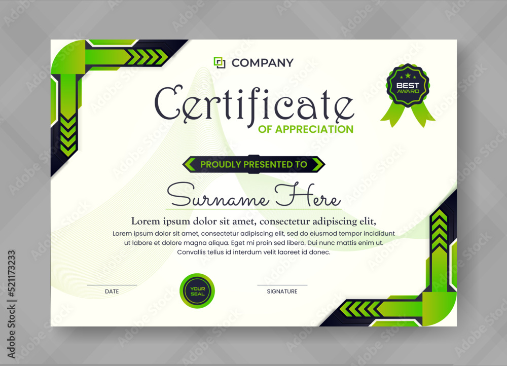 Elegant certificate of appreciation modern template Stock Vector ...