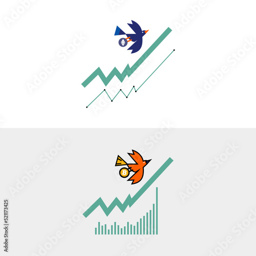 cute style rising market chart template design