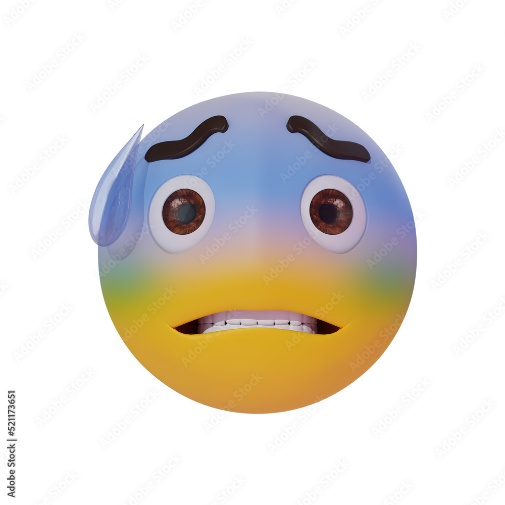 Fototapeta premium illustration 3d emoji afraid face with eyes