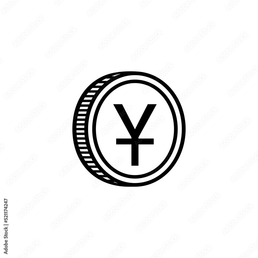 China Currency, Chinese Currency Icon Symbol, Yuan Coins. Vector Illustration China Currency, Chinese Currency Icon Symbol, Yuan Coins. Vector Illustration