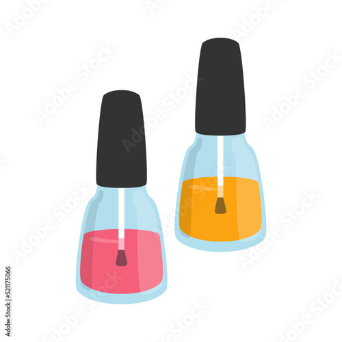 pink and orange nail polish in glass bottle for art craft vector illustration