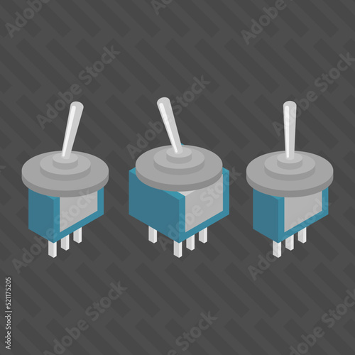 Electronic toggle Switches Isometric vector illustration
