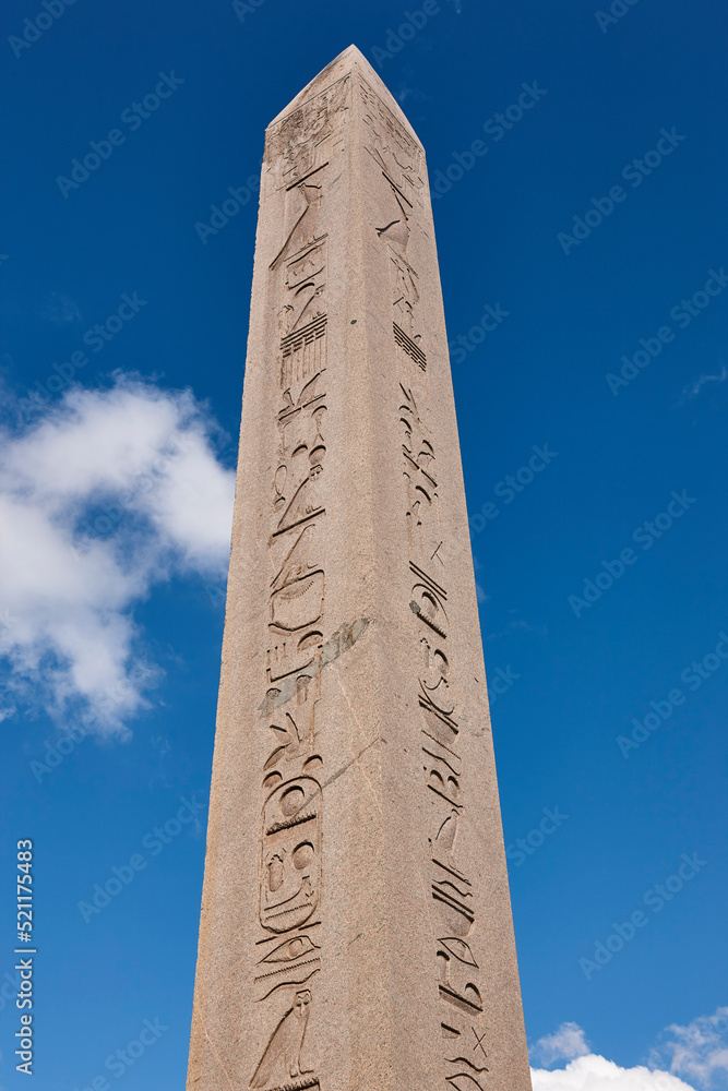 Egypcian monument in Istambul city. Theodosius obelisk. Sultanahmet neighborhood, Turkey