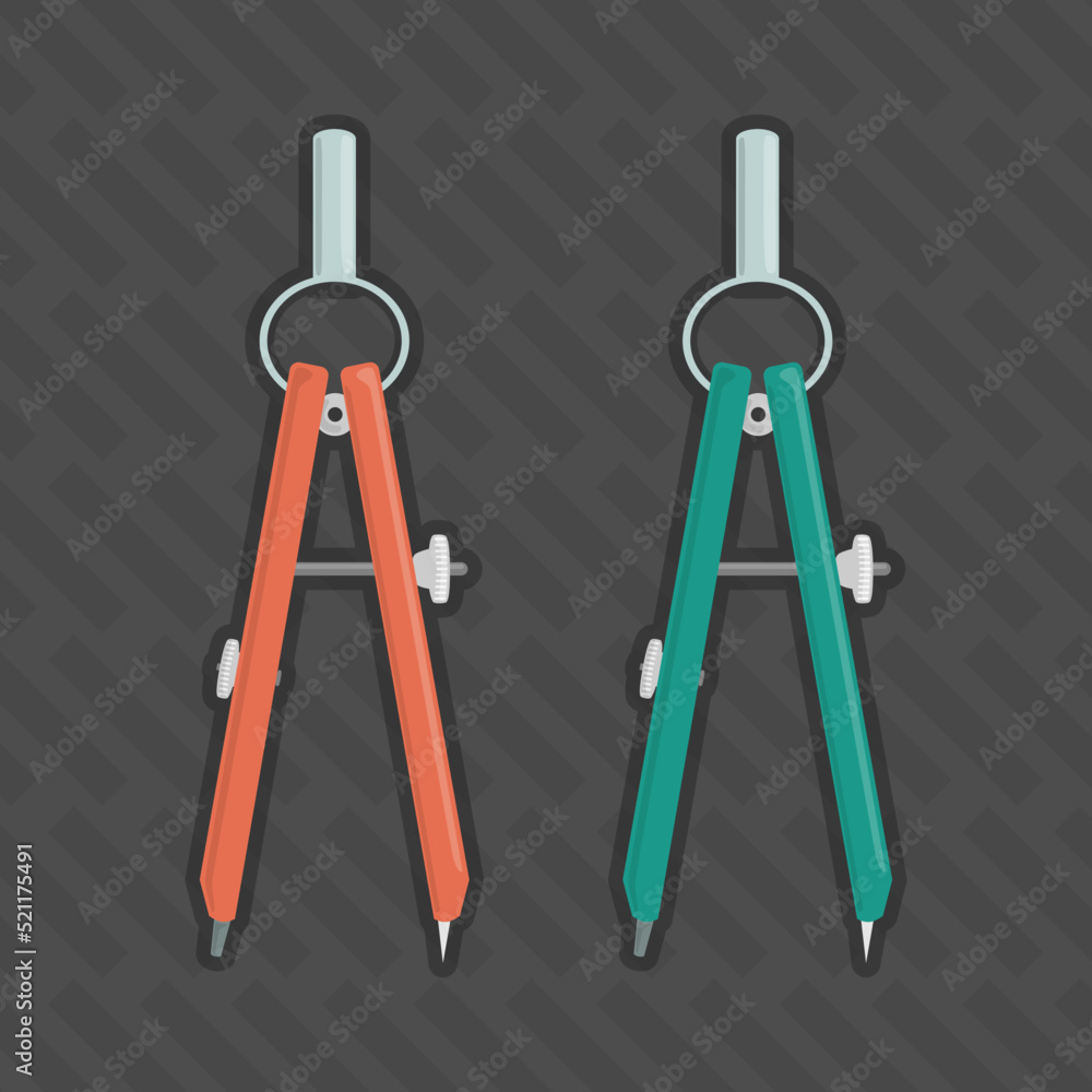 Red and Green metal divider caliper vector illustration Red and Green metal divider caliper vector illustration