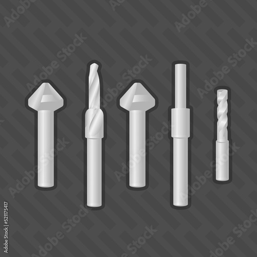 Brad Point Drill Bits many size  vector illustration