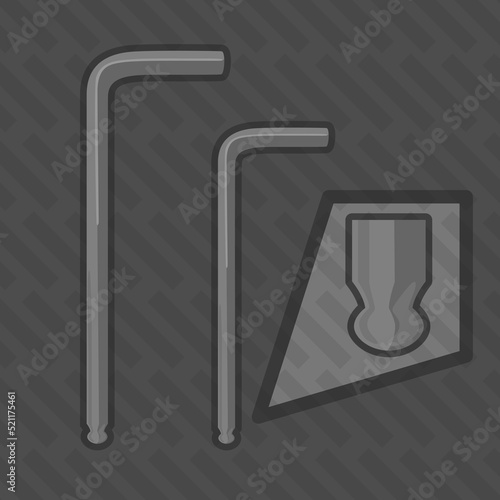 Ball Point End and Screwdriver Hexagon Allen Wrench vector illustration