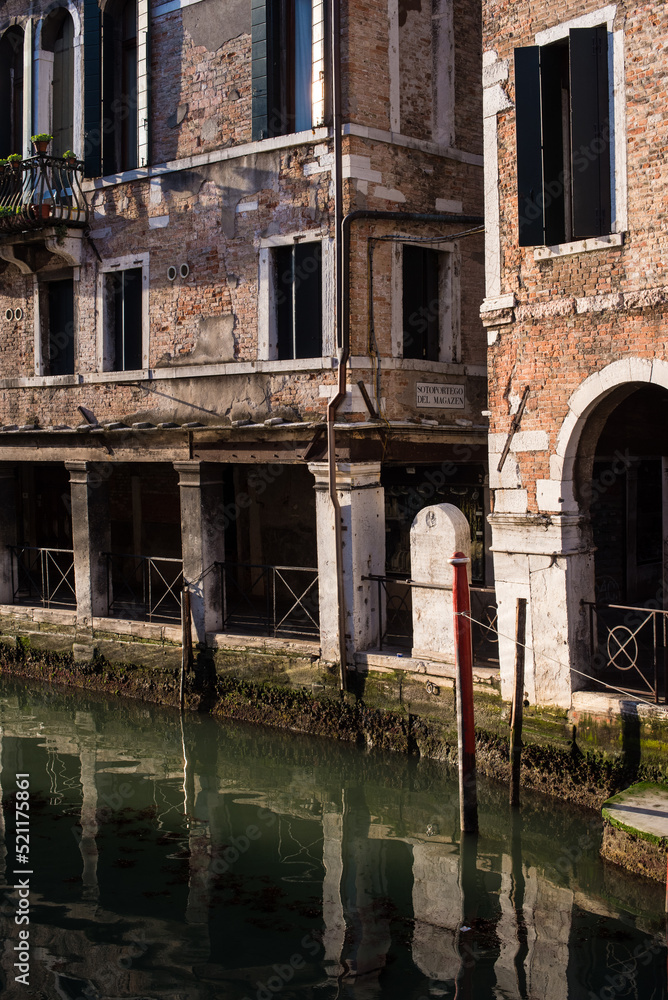 narrow street and canal of Venice