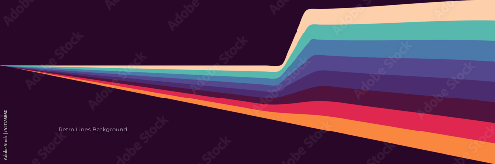 Abstract 1970's background design in simple retro style with stripes. Vector illustration.