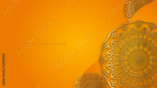 Luxury mandala yellow background with golden arabesque pattern arabic islamic east style.decorative mandala for print, poster, cover, brochure, flyer, banner.
