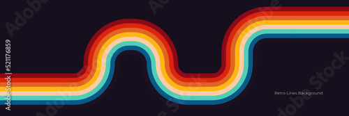 Abstract 1970's background design in simple retro style with stripes. Vector illustration.