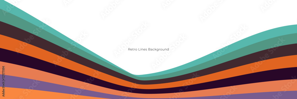 Fototapeta premium Futuristic 1970's background design in abstract retro style with colorful lines. Vector illustration.