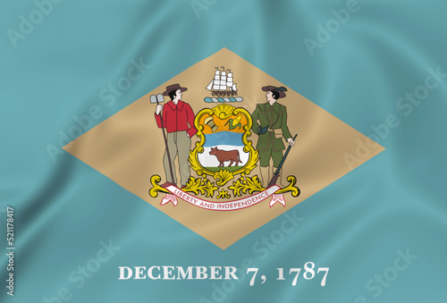 Illustration waving state Flag of Delaware