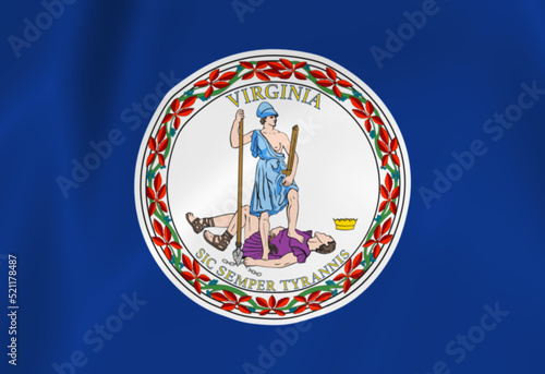 Illustration waving state Flag of Virginia