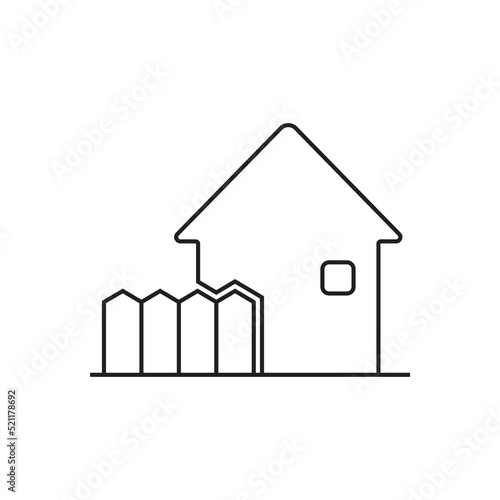 simple wooden home fence icons on white background.