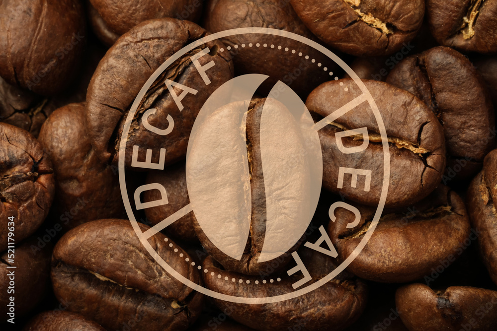 Pile of decaf coffee beans as background, closeup Pile of decaf coffee beans as background, closeup