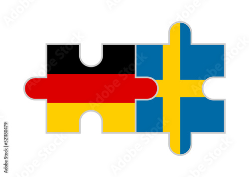 unity concept. puzzle pieces of german and swedish flags. vector illustration isolated on white background