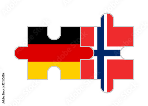 unity concept. puzzle pieces of german and norwegian flags. vector illustration isolated on white background