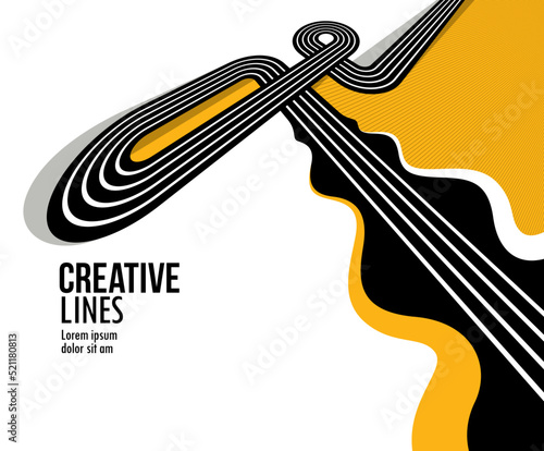 3D lines in motion vector abstract background, creative and dimensional curved stripes dynamic composition, motion and technology.