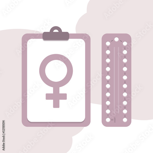 birth control pills info graphic isolated on white