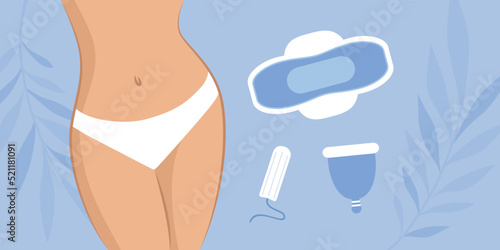 set of female hygiene products menstruation woman body