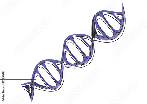 Single one line drawing helix or DNA. Concept for biotech, science, medicine. Technology and innovation in genetic engineering. Continuous line draw design graphic vector