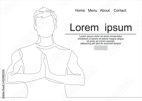 young man practicing yoga. The man folding his arms together. Yoga, sports, healthy lifestyle