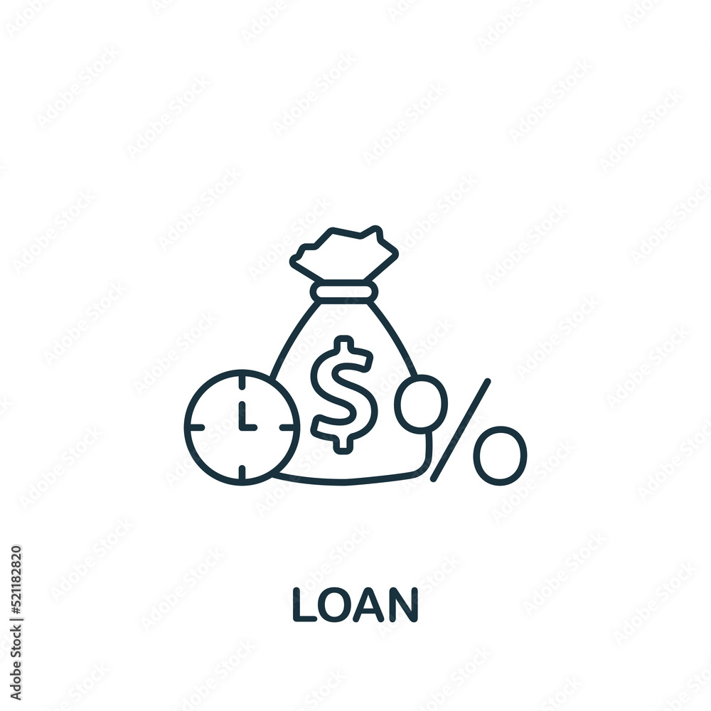Loan icon. Monochrome simple Business Training icon for templates, web design and infographics Loan icon. Monochrome simple Business Training icon for templates, web design and infographics
