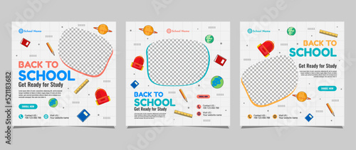 Back to school social media post template design. For web ads, postcard, card, business messages, discount flyers and big sale banners