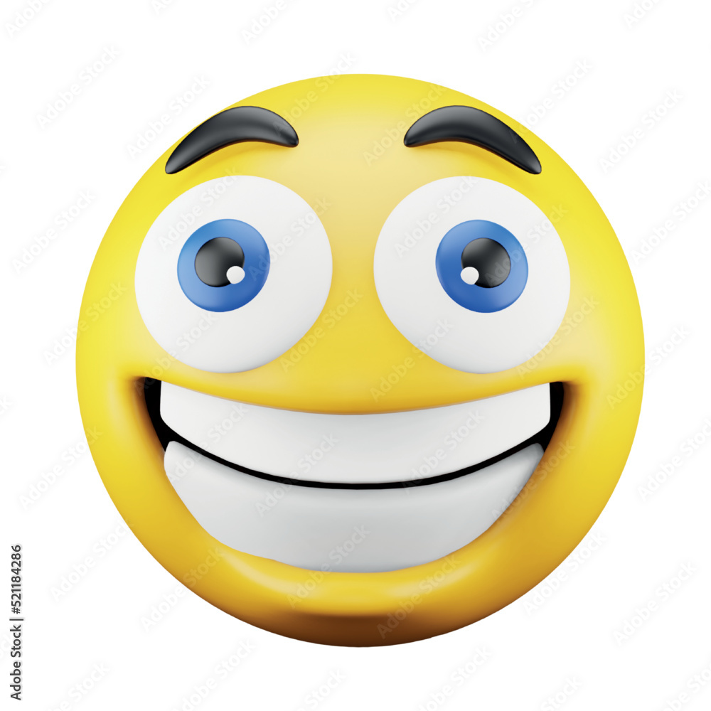 Fototapeta premium Smiling emoji face 3d rendering isometric icon.