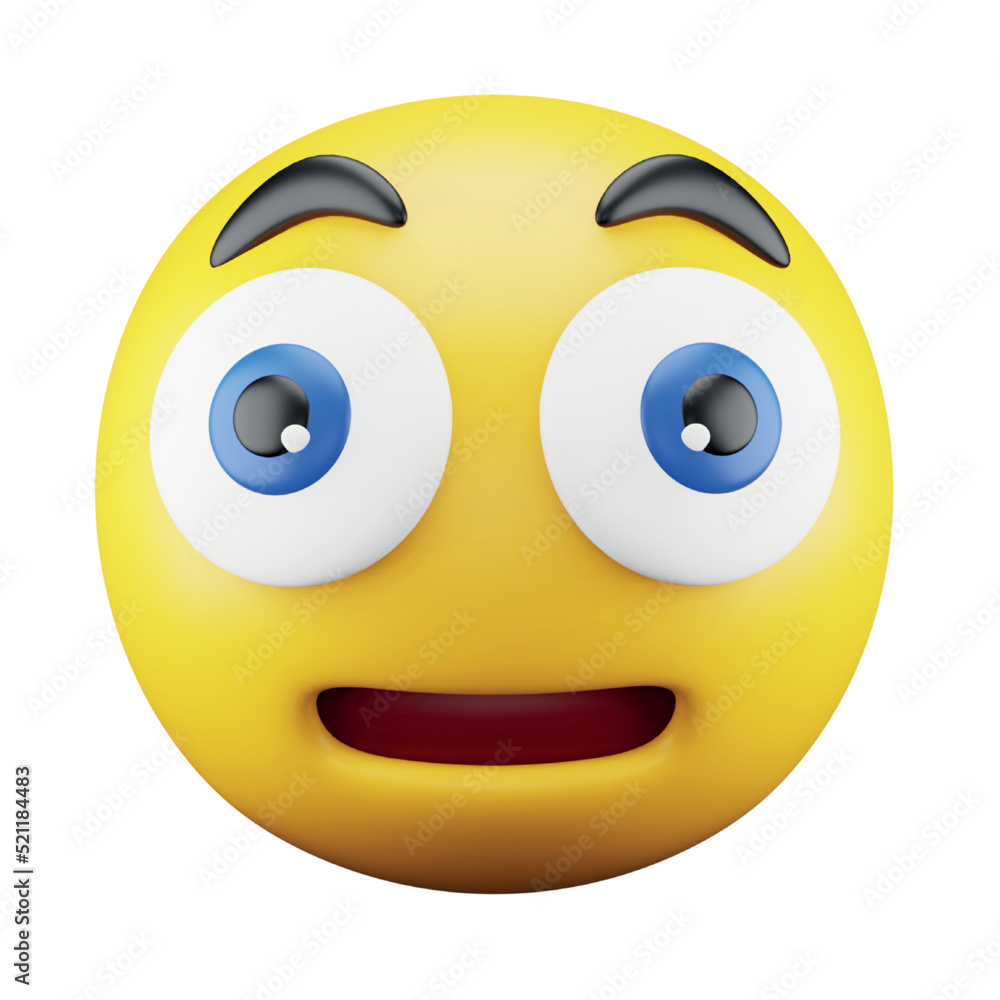 Flushed emoji face 3d rendering isometric icon.