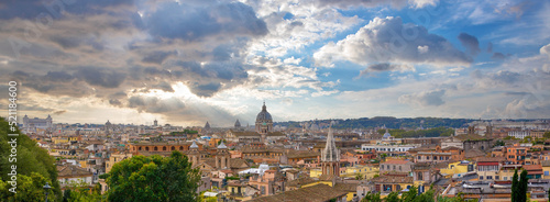Photography Panaramic cityscape of center of the Rome, Italy