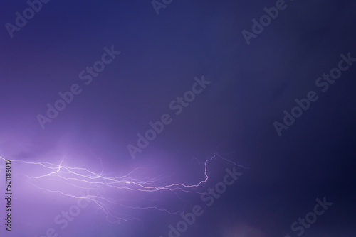 lightning flashes in the night sky