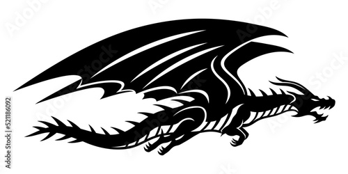 Flying dragon icon isolated on white background.